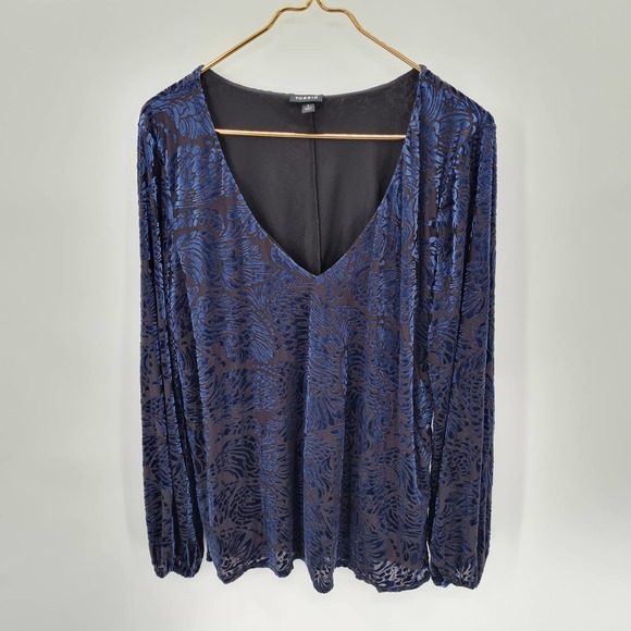 Torrid Plus Size Swirling Velvet Print Blouson Sleeve Blouse 1X - Picture 1 of 5